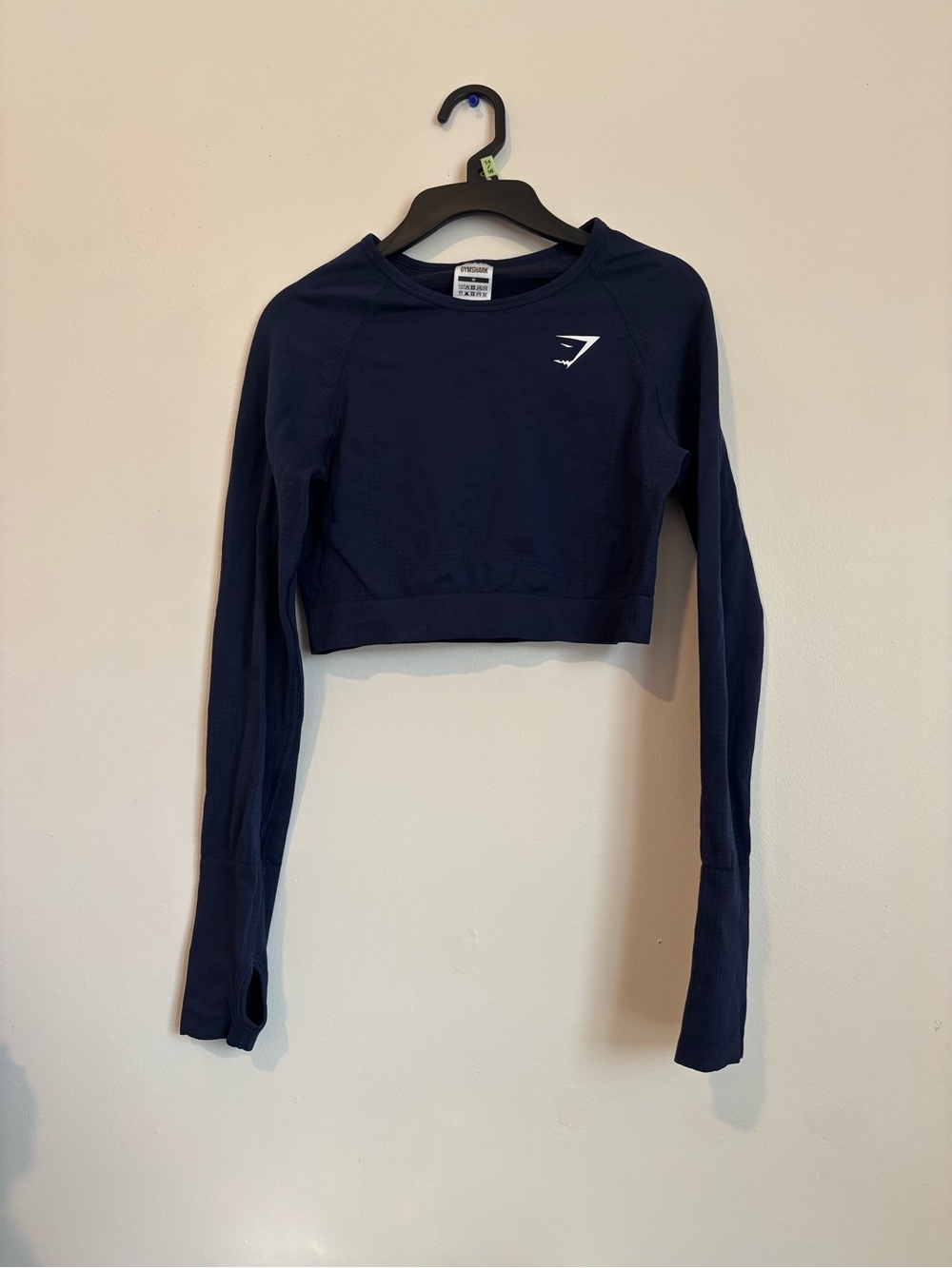 Gymshark Navy Long Sleeve Cropped Workout Top